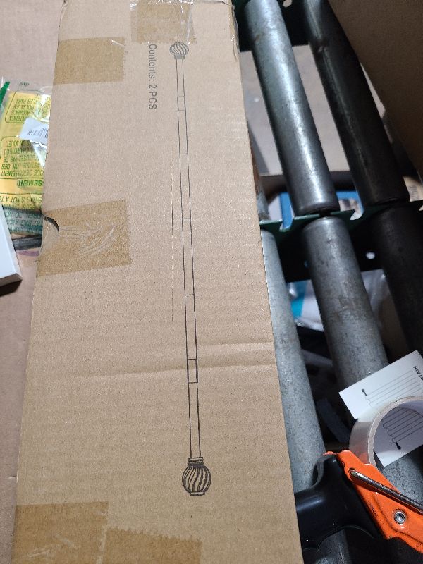 Photo 1 of 2 Pack Brown Curtain Rods Set for Windows 48 to 84 Inches Adjustable Length Heavy Duty 7/8" Diameter Window Curtain Rod with Decorative Finials for Outdoor Farmhouse Bedroom Kitchen Living Room