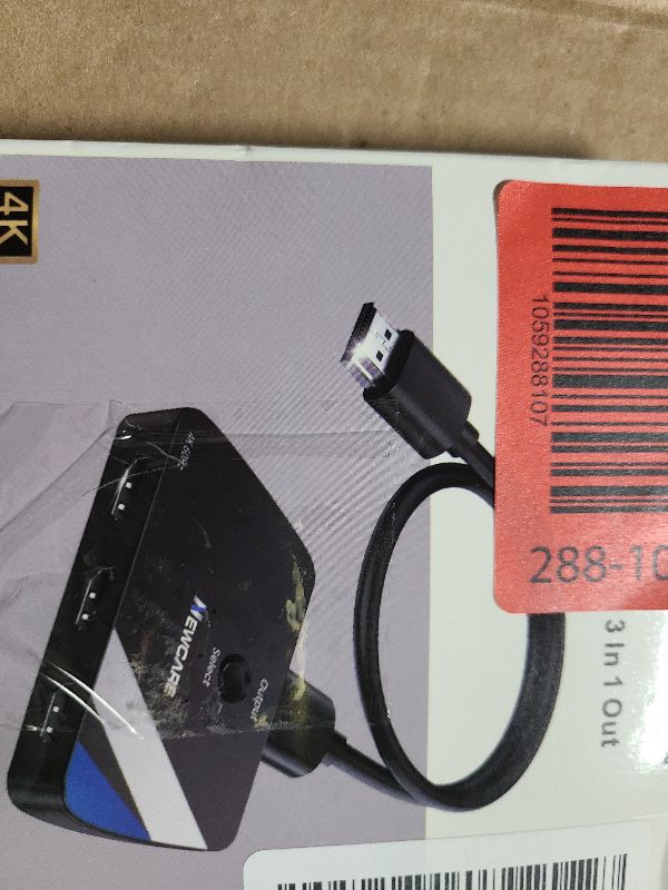 Photo 1 of [Upgrade] HDMI Switch 3 in 1 Out, 4K@60Hz HDMI 2.0 Switch Splitter with 2.6FT Long HDMI Cable, 3-Port HDMI Switcher Selector, Supports 4K 30Hz 3D 1080P HDCP2.2 for PS5 Xbox DVD Player Fire Stick PC