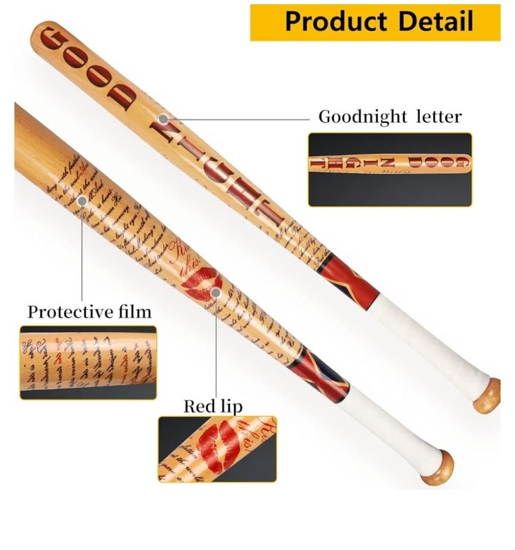 Photo 1 of 28 Inch Baseball Bats Wooden Baseball Bat Cosplay Halloween Parties Costume Prop for Women Birthday Easter Gift