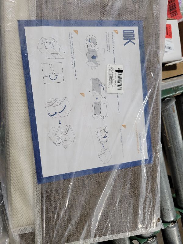 Photo 1 of  Stackable Storage Bins Set of 2, Storage Boxes with Lids and Front Windows, Non-Woven Fabric Closet Organizers with Magnetic Closures, Side Handles, Sand Beige URLB002Y01