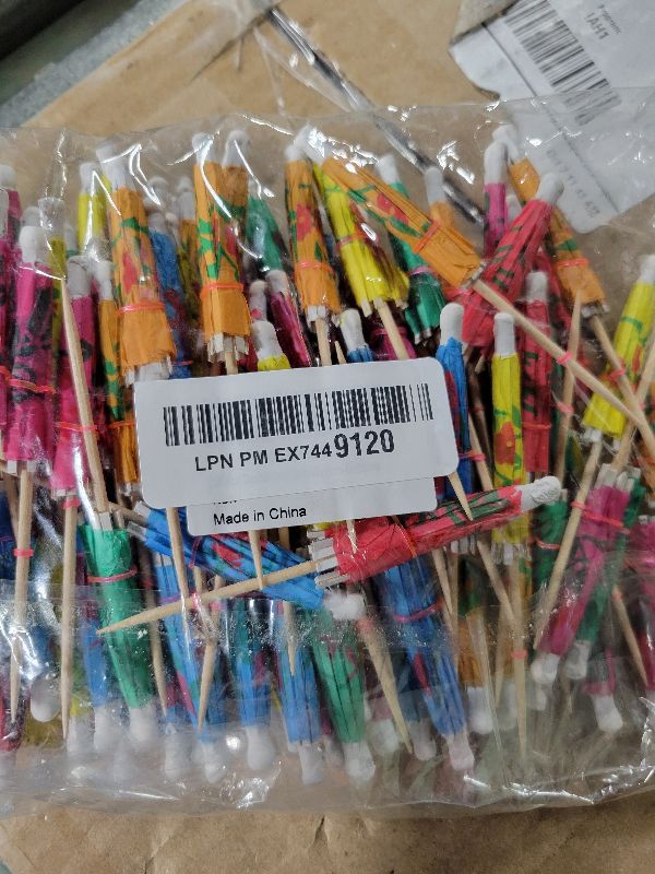 Photo 1 of [200 Pcs] Cocktail Drink Umbrella Picks Toothpicks - Colorful Paper Toothpicks Cocktail Umbrellas for Luau Parasols Hawaiian Tiki Party Decorations
