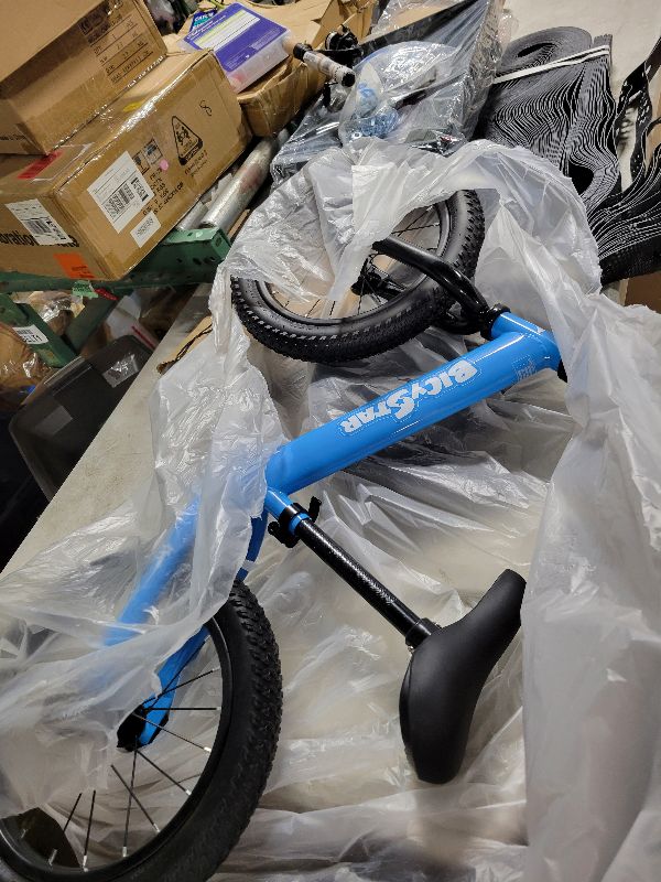 Photo 1 of 14 Inch Balance Bike for Kids 3-6 Year Old, No Pedals, Air Rubber Tires, Adjustable Height, Pedalless Bicycle for Boys, Girls, Blue