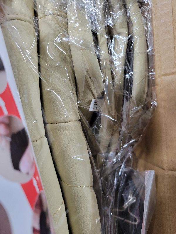 Photo 1 of 2 Pack Leather Front Car Seat Cover, Anti-Slip and Full Wrap Driver Car Seat Protectors with Storage Pocket, Luxury Waterproof Bottom Auto Seat Cushion Pad Mat for Most Vehicles (Beige)