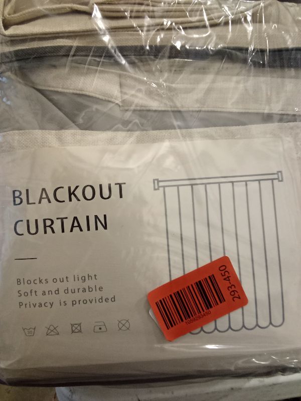 Photo 1 of 100% Blackout Shield Linen Blackout Curtains for Bedroom 108 Inches Long, Back Tab/Rod Pocket Living Room Drapes, Thermal Insulated Blackout Curtains 2 Panels Set, 50" W x 108" L,Cream