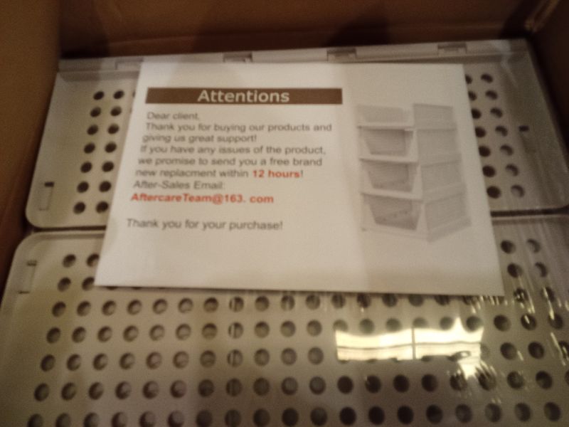 Photo 1 of 5 Pack Stackable Closet Storage Basket - Stackable Storage Bins, Multifunctional & Foldable Closet Organizer, Wardrobe Cupboard Space-Saving Hat Storage Drawer Organizer, White
