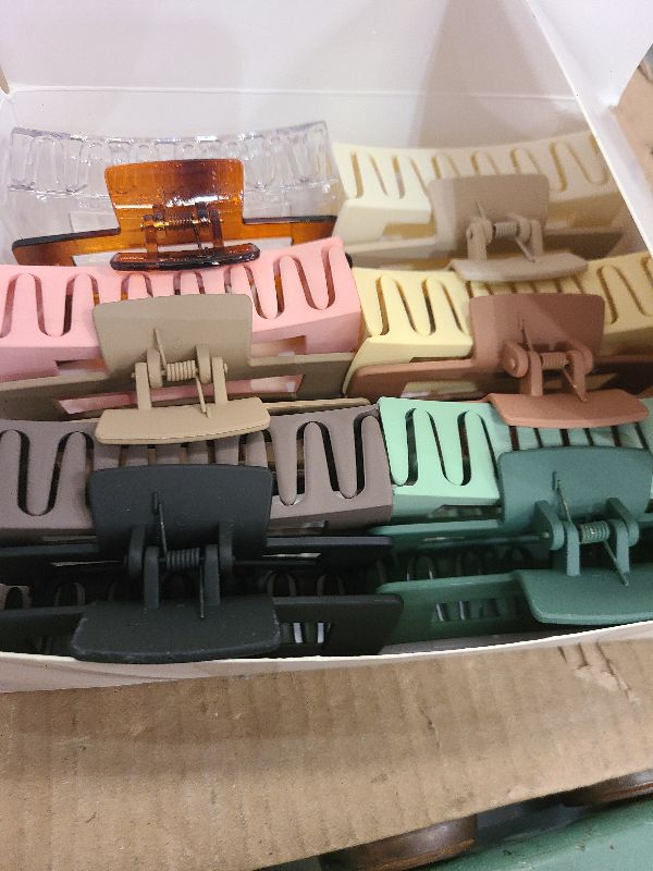 Photo 1 of 12 Pcs Large Square Hair Claw Clips for Women, 4.3-Inch Matte Rectangle Claw, Strong Hold Non-slip Hair Clips for Thick & Thin Hair,Mixed Color for Gifting, Work, and Daily Styling