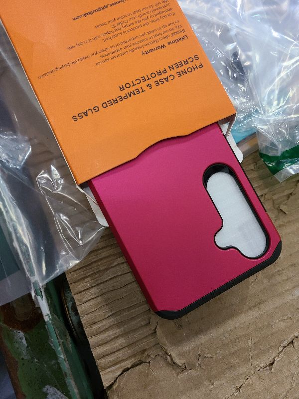 Photo 1 of 3 in 1 for Galaxy S24 FE Phone Case with Tempered Glass Screen Protector + Camera Lens Protector, for Samsung S24 FE Phone Case,Silicone Durable Armor for Samsung Galaxy S24 FE Case Hot Pink