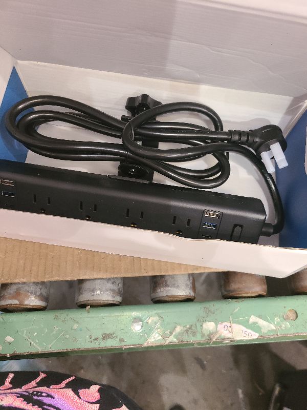 Photo 1 of 40W Fast Charging Station,Desk Clamp Power Strip 20W USB C,8 Outlets,8 USB Ports,4 USB C and 4 USB A, Office Furniture Nightstand Edge Mount Surge Protector, 14AWG Cord, Fits 1.9" Tabletop Edge