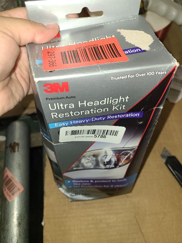 Photo 1 of 3M Ultra Headlight Restoration Kit, Contains Masking Tape, Light Sanding Discs, Wax Protectant and More, Use on Plastic Lenses Headlights, Taillights and More, Easy Heavy-Duty Restoration (39195)