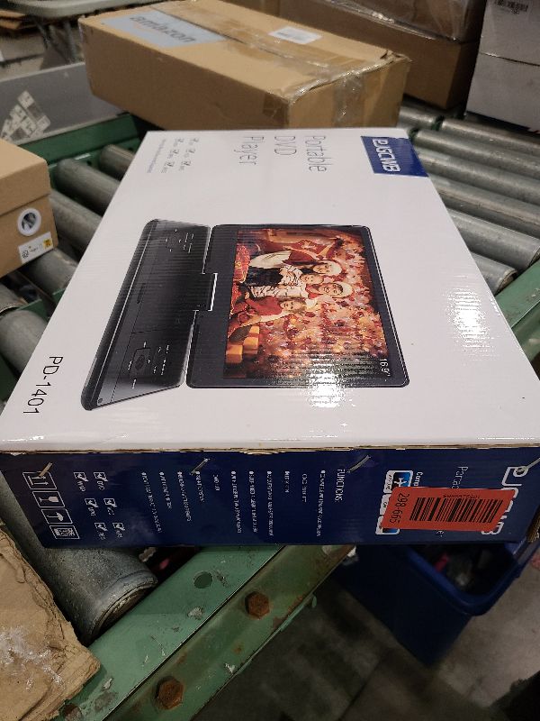 Photo 1 of 16.9" Portable DVD Player with 14.1" Large HD Screen,High Volume Speaker,4-6 Hours Built-in Rechargeable Battery,Support USB/SD Card/Sync TV and Multiple Disc Formats,Region Free,Remote Control,Black