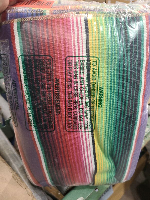 Photo 1 of 12 Pcs Mexican Serape Table Runners Mexican Theme Party Table Decorations Colorful Striped Serape Table Blanket Runner Tablecloth for Cinco de Mayo Mexican Fiesta Party, 14 x 84 Inch (Mixed Colors)