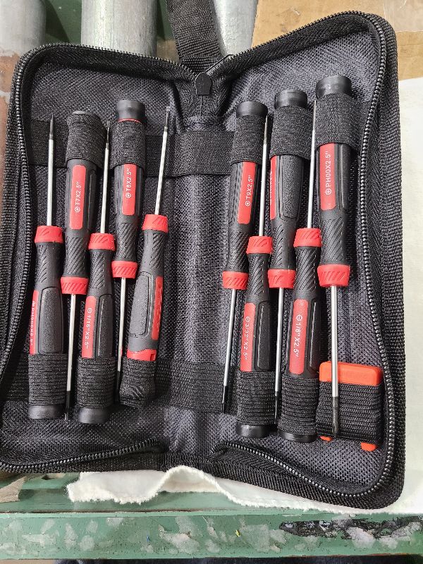 Photo 1 of 11-Piece Precision Screwdriver Set - Magnetic Mini Screwdrivers for Eyeglasses, Watches, Computers, Laptops, Phones - Phillips, Slotted, Torx, Non-Slip Handle, Portable Storage Bag Included