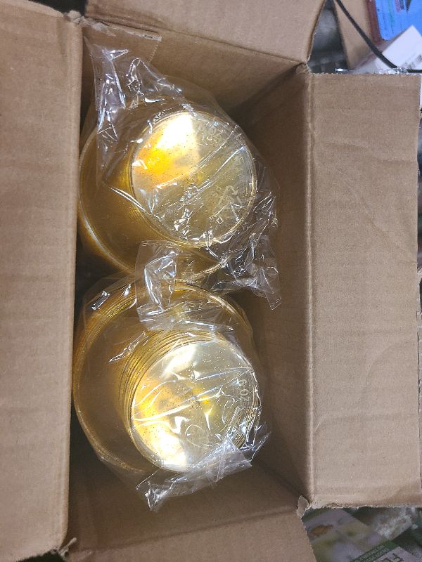 Photo 1 of 100Pack Mini Plastic Bowls - 6oz Disposable Hard Plastic Dessert Bowls for Serving, Premium Ice Cream Cup, Glittered Gold Snack Bowl for Parties, Serving Bowl Party Supplies(Gold)