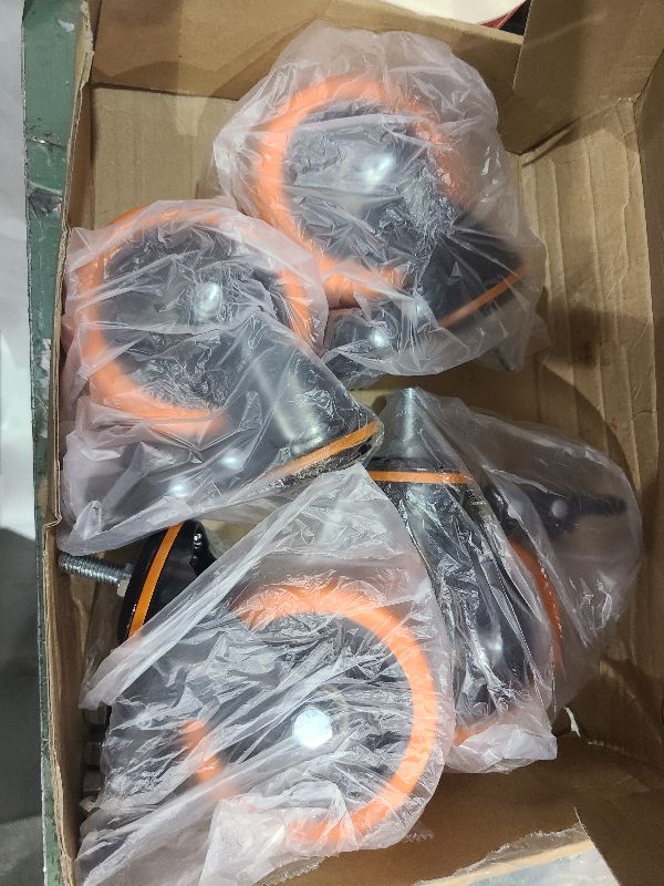 Photo 1 of 4 inch Stem Caster Wheels 2000lbs, Threaded Stem Casters Set of 4 Heavy Duty,3/8"-16 x 1(Stem Diameter 3/8", Length 1"), Safety Dual Locking Caster, Industrial Castor Wheels for Cart,Furniture
