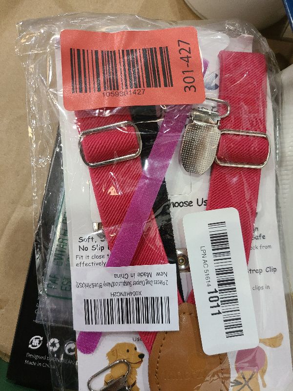 Photo 1 of 2 Pieces Dog Diaper Suspenders, for Dog Diaper Female and Belly Band for Male, Prevent Dog Diapers from Falling Off,Diapers Suspender for Dog in Heat/Period(Navy Blue&Pink,XS/S)