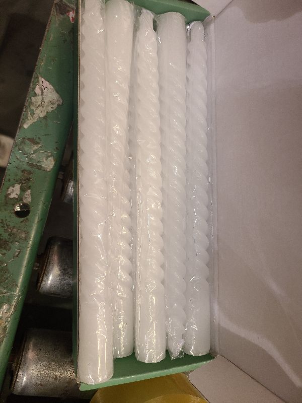 Photo 1 of 10 Inch White Spiral Taper Candle Set, 10 Pack Unscented Dripless Candlesticks for Dinner Party Brithday Wedding and Home Decoration