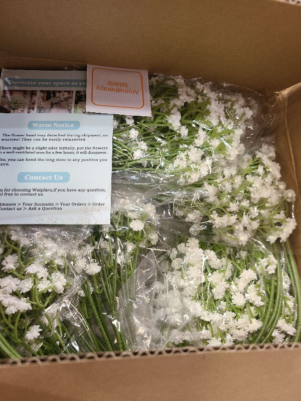 Photo 1 of 100 Pcs Babys Breath Artificial Flowers, Baby Breath Flowers Artificial Bulk, Real Touch White Fake Flowers, Faux Babies Breath Gypsophila for Wedding Home Decor Floral Arrangement