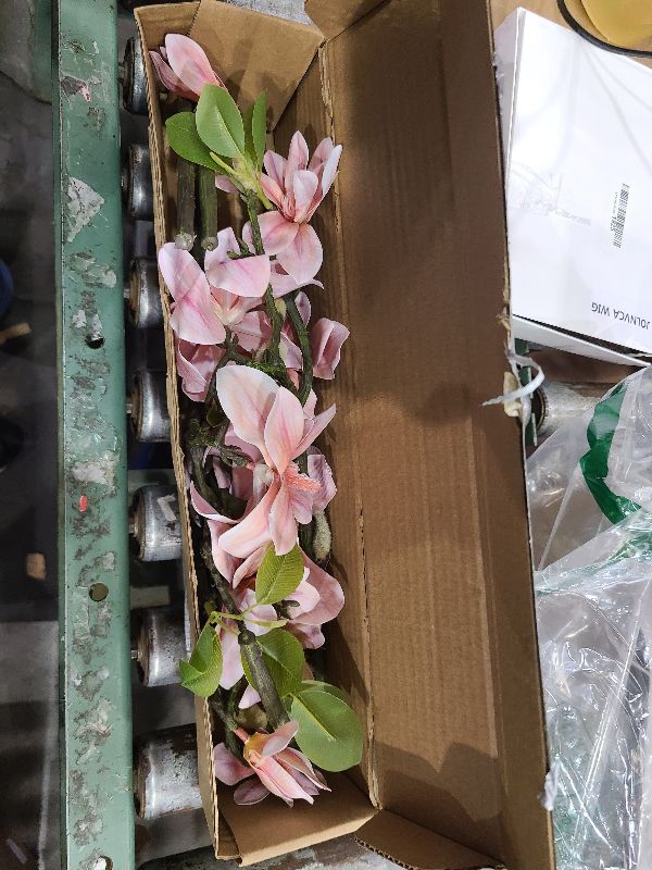 Photo 1 of 3Pcs Faux Magnolia Home Decor Silk Spring Flowers 22" Real Touch PU Pink Magnolias Artificial Steams Bouquet for Summer Wedding Table Floral Arrangement Decoration