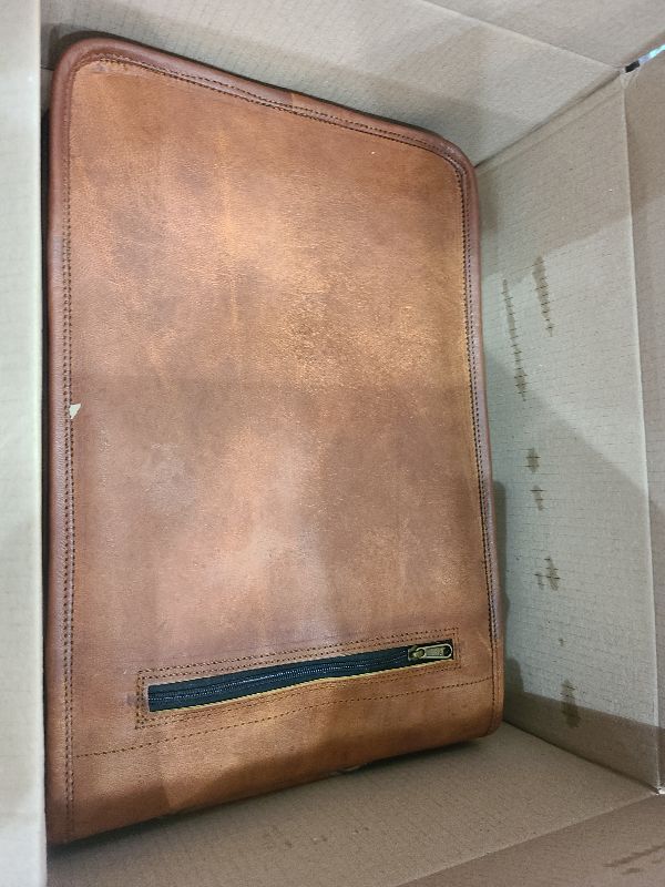 Photo 1 of 18" leather satchel tablet bag laptop case office briefcase messenger gift for men computer distressed shoulder bag