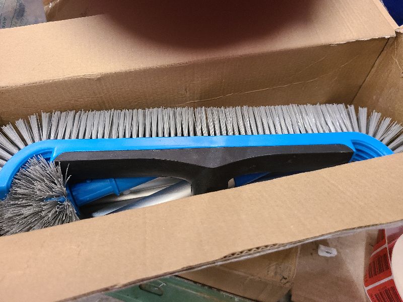 Photo 1 of 2 in 1 Multifunctional Pool Brush with 10 FT Poles - 17.5'' Heavy Duty Swimming Pool Brush & Multifunctional Brush Head, 10 FT Aluminum Poles, Cleaning Inground & Above Ground Pools, Vinyl Liner