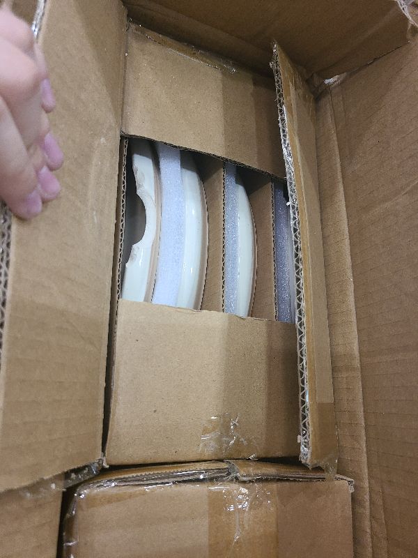 Photo 1 of 12 Pieces Farmhouse Stoneware Dinnerware Sets, Speckled Ceramic Plates and Bowls Set, Matte Terracotta Underside Ceramic Dishes Set for 4, Scratch Resistant Microwave & Dishwasher Safe (Amber Dusk)