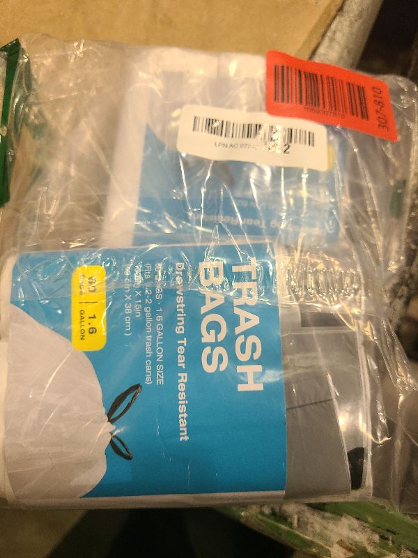 Photo 1 of 120 Counts 1.6 Gallon Mini Drawstring Trash Bags, Small Garbage Bags by KSSKSS, Code a fit 4.5-8 Liter, 1.2-2 Gal, White Trash Bin Liners for Home Office Kitchen Bathroom Bedroom