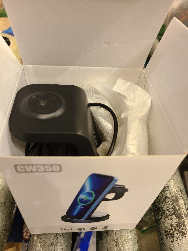 Photo 1 of 3 in 1 Charging Station for iPhone, Wireless Charger for iPhone 16e 16 15 14 13 12 11 X Pro Max & Apple Watch - Wireless Charging Station for AirPods 4 3 Pro