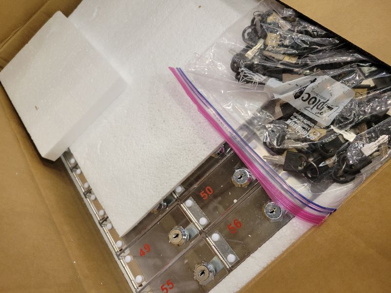 Photo 1 of Layhit 60 Slots Cell Phone Locker Box for Classroom Clear Acrylic Cell Phone Storage Cabinet Bin with Door Locks for Classroom School Students Office Factory Employees