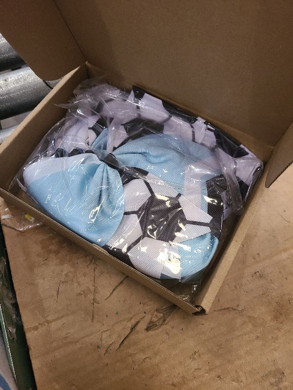 Photo 1 of 12PCS Soccer Bows 8" Soccer Cheer Bow Large Girls Hair Bows Cheerleading Bows Bulk Elastic Band Ponytail Holder for Teen College Football Competition-White Blue