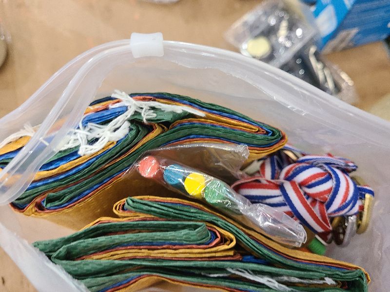 Photo 1 of 25 PCS Potato Sack Race Bags, Outdoor Games Sack Race Bags Set Includes 3-Legged Race Bands, Egg Spoon Relay Race, Plastic Medals, Carnival Outdoor Lawn Party Field Day Games for Adults & Family