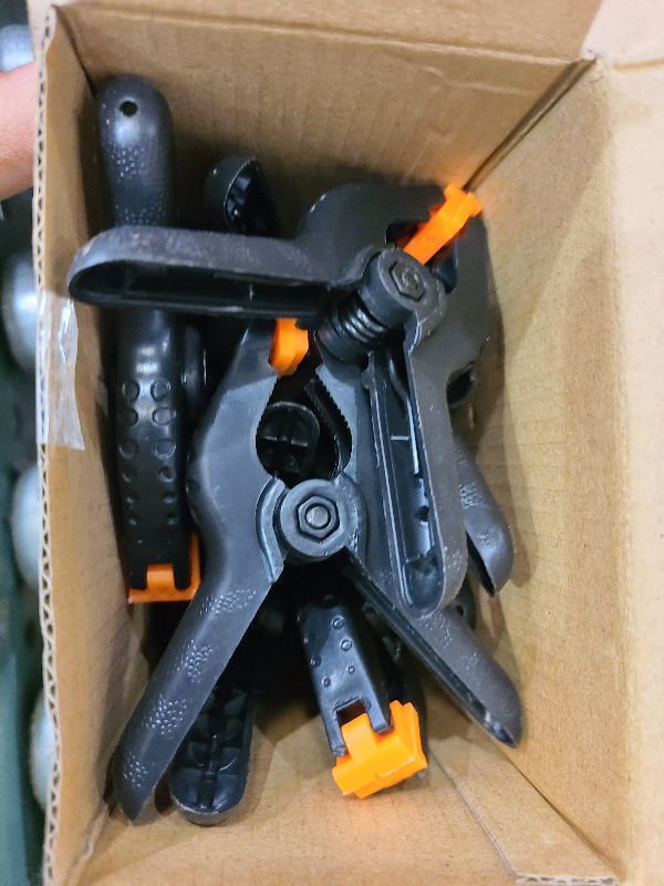 Photo 1 of 12 Pack Plastic Spring Clamps, 3.5inch Small Heavy Duty Clips for Crafts, Backdrop Stand, Woodworking, Photography Studios (Black)