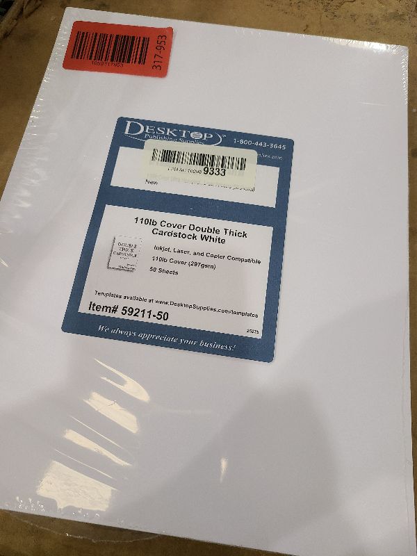 Photo 1 of 110lb Cover Ultra Heavyweight Thick Cardstock - Bright White - 8.5" x 11" - For Inkjet/Laser Printers (50 Sheets)