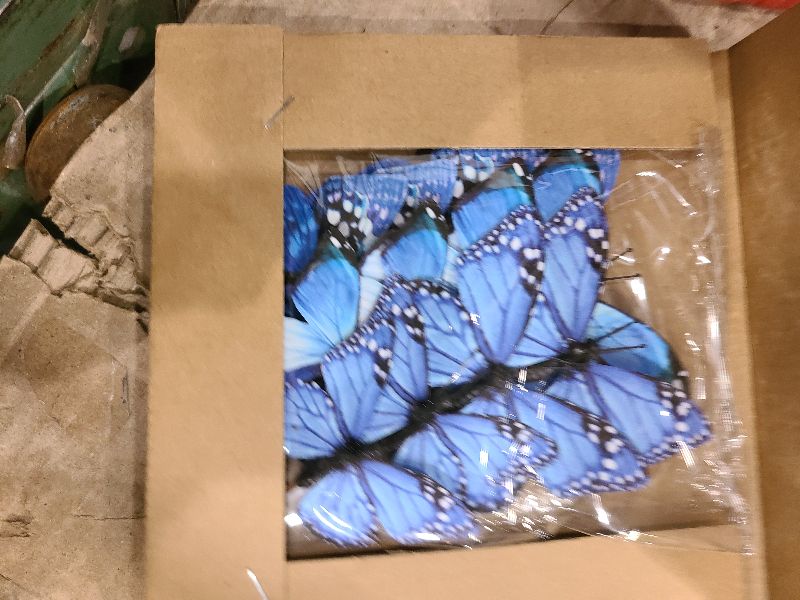 Photo 1 of 12 Pack Butterfly Decorations, DIY 3D Butterfly Stakes Decor, 2 Sizes of Butterfly Ornament for Home Fake Flower Floral Supplies Tea Party Wedding Easter Christmas Spring Fall. (Lake Blue 01)