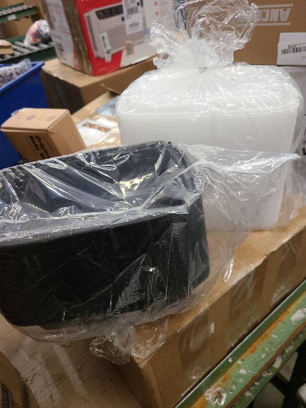 Photo 1 of 100-Piece (50-Pack) 34 OZ Meal Prep Containers Reusable with Lids, Sturdy Leakproof & Food Safe, Microwave, Freezer, Dishwasher Safe To Go Food Containers, Plastic Take Out Containers, Black