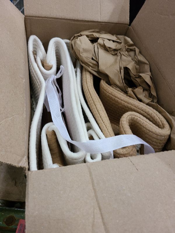 Photo 1 of 3 Pack Storage Basket for Shelves, Boho Cotton Rope Storage Bins with Heavy Tassel, Shelf Baskets Large Woven Baskets for Organizing, Cube Organizer Bins, Baby Laundry Basket for Clothes, Toys, Pets