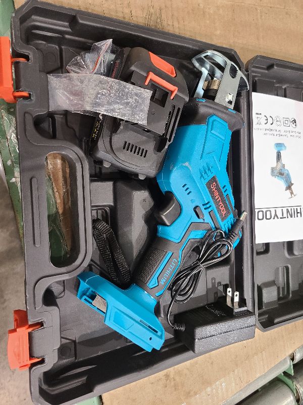 Photo 1 of 21v Cordless Reciprocating Saw, 2.0 Ah Battery Operated Reciprocating Saw With Charger,Hog Ring Anvil And 4 Pcs Blades For Wood Pvc Pipe Tree Cutting By SHINTYOOL