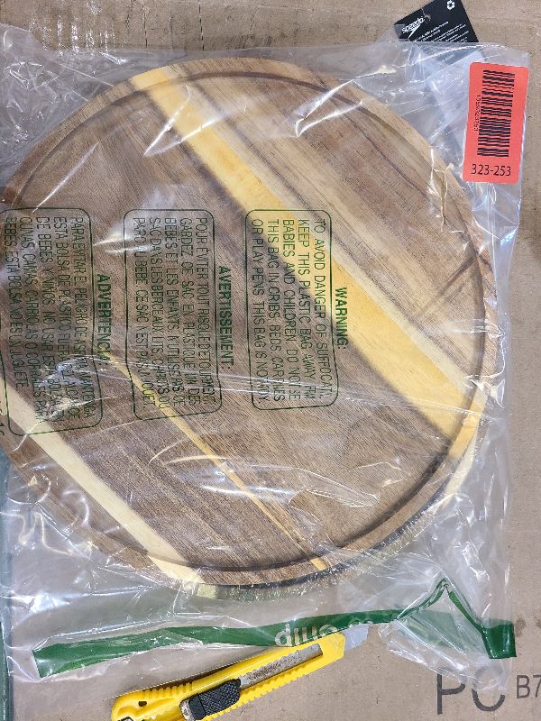 Photo 1 of 11.5 Inches Candle Holder Tray Home Decor, Round Wood Tray for Coffee Table, Small Wooden Serving Decorative Trays for Home