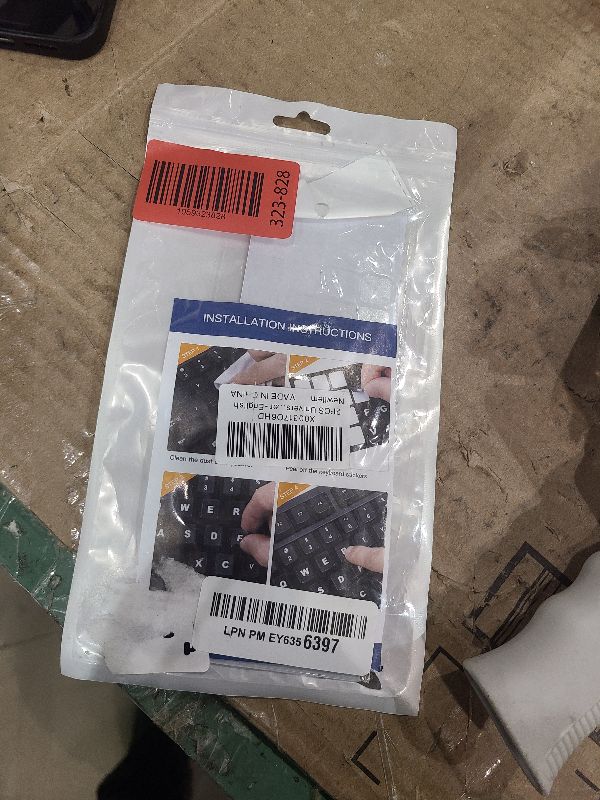 Photo 1 of 2PCS Universal English Keyboard Stickers Letters with Tweezer, Keyboard Stickers Black Background with White Lettering, Keyboard Letters Replacement Sticker for PC Laptop Desktop Computer -English