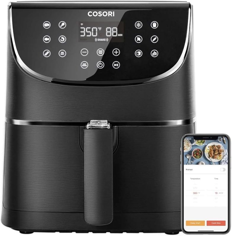 Photo 1 of  COSORI Smart WiFi Air Fryer 5.8QT(100 Recipes), Digital Touchscreen with 11 Cooking Presets for Air Frying, Roasting & Keep Warm,Preheat & Shake Remind, Compatible with Alexa & Google Assistant,1700W
