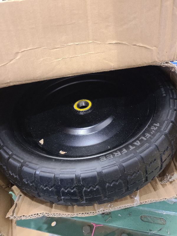 Photo 1 of 13" Flat Free Wheels Replacement for GOR Garden Cart Tires, 4.00-6 Solid Tires with 5/8"Bearings, 13" No Flat Wheels for GOR Garden Carts/Hand Trucks/Garden Carts