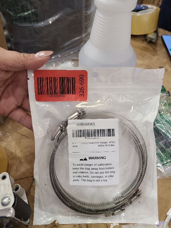 Photo 1 of 4 Pack 4 Inch Hose Clamps, 304 Stainless Steel Quick-Screw Dryer Vent Clamp, Adjustable 3.5? to 4.5? Worm Gear Hose Clamps for Automotive, Dust Collection