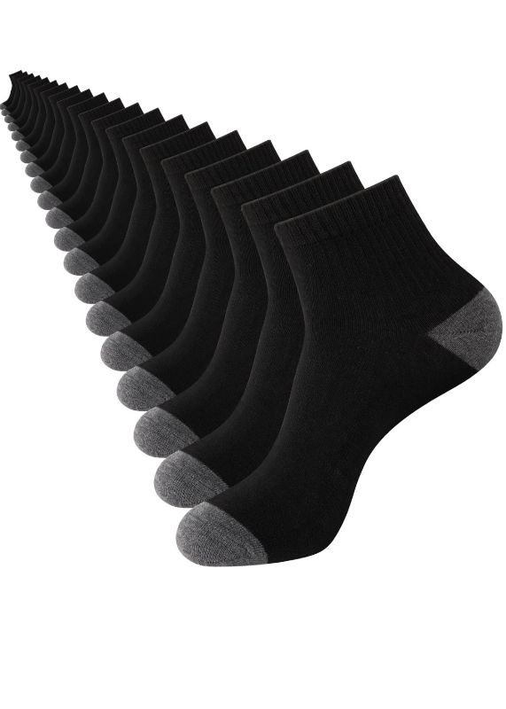 Photo 1 of 20 Pairs Ankle Socks For Men - Mens Socks Size 10-13 Crew Quarter Sock in Bulk