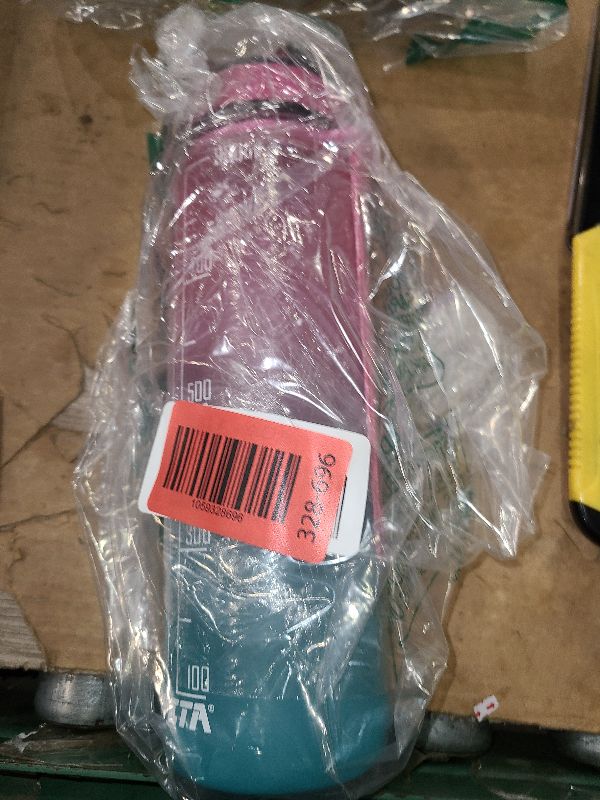Photo 1 of  32 oz Water Bottle with Time Marker, Carry Strap, Leak-Proof Tritan BPA-Free, Ensure You Drink Enough Water for Fitness, Gym, Camping, Outdoor Sports (Fuschia/Green Gradient)