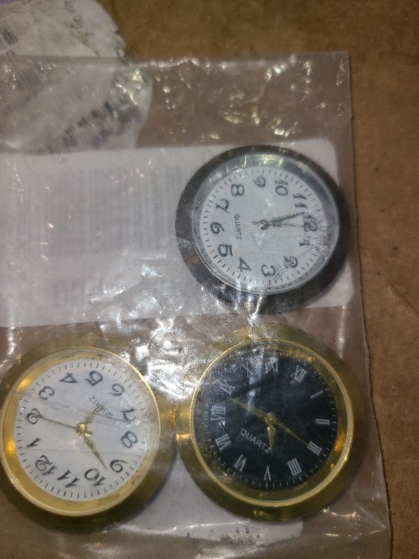 Photo 1 of 3PCS Mini Clock Face Insert Replacement, Fit 35mm (1.38") Hole Diameter, Round Inner Miniature Crystal Clock Roman Numeral Quartz Movement Metal Gold Tone Bezel Supplies for DIY Craft Repair Easy Read