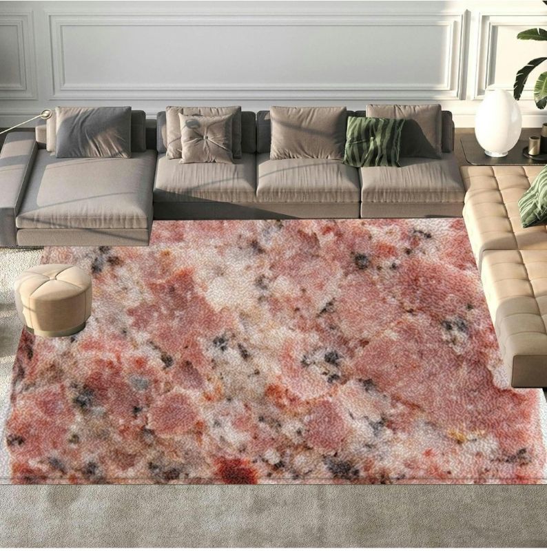 Photo 1 of 5x7 Area Rugs for Living Room Bedroom Carpet Pink Granite Mineral Asymmetrical inclusions The Surface Rug Large Dining Room Rugs for Under Table Kitchen Machine Washable Rug Non Slip