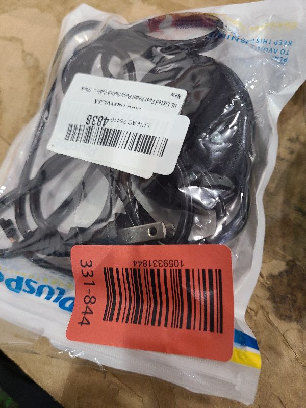 Photo 1 of [UL Listed ] PLUSPOE 5Ft 18AWG AC Power Cord Plug w/Floor Foot Pedal Push Switch Inline Lamp Light On-Off Control