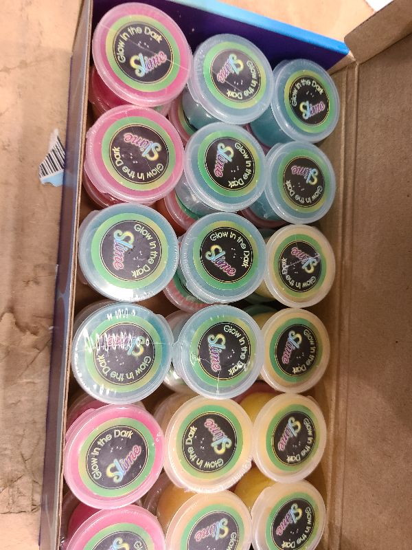 Photo 1 of 36 Pack Glow in The Dark Slime Kit, Crystal Galaxy Slime, Multi Colors - Blue, Pink, Light Blue, Yellow, Orange etc. Slime Party Favors Gift, for Kids Party, Education