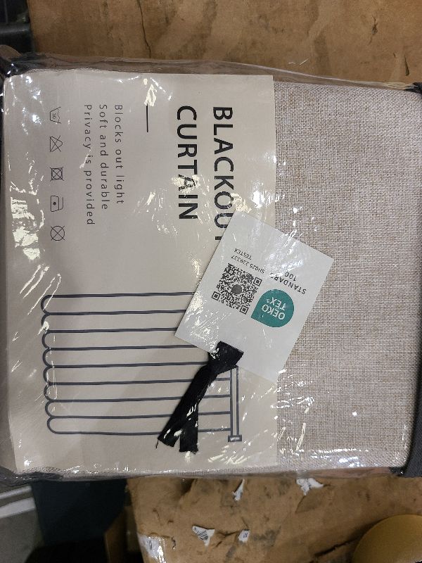 Photo 1 of 100% Blackout Shield Linen Blackout Curtains for Bedroom 102 Inches Long, Back Tab/Rod Pocket Living Room Drapes, Thermal Insulated Blackout Curtains 2 Panels Set, 50" W x 102" L, Oatmeal