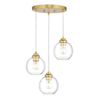Photo 1 of 3-Light Glass Pendant Lighting Fixture with 5.12" Shades Gold Hanging Ceiling Lamp with Multiple Shades Pendant Light for Kitchen Island,Dining Room Chandelier (Transparent)

