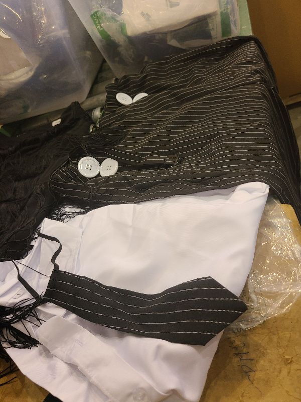 Photo 1 of 1920s Gangster Gatsby Costume Outfit for Adult Women Girls Mobster Mafia Roaring 20s Halloween Cosplay Pinstripe Suit Size L 